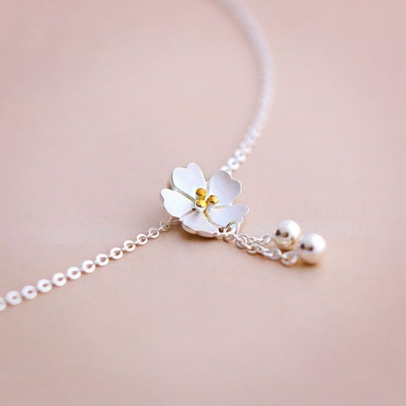 NEW 925 Sterling Silver Cherry Blossom Necklace - Picture 7 of 8